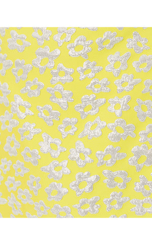 Charmain Strapless Mini Dress - Finch Yellow Bitsy Blossom Brocade