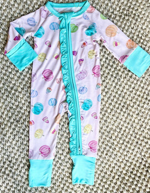 Girls Pumpkin Onesie with Ruffle - Pink