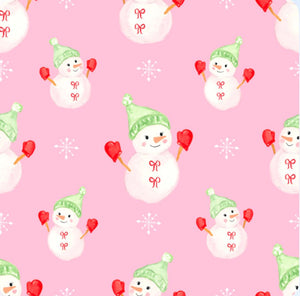 Snowman Zipper Onesie - Pink