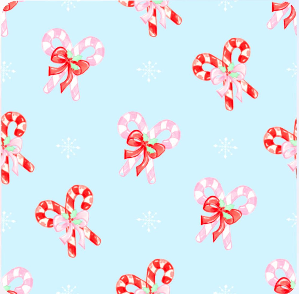 Candy Cane Bows Zipper Onesie - Blue/Pink