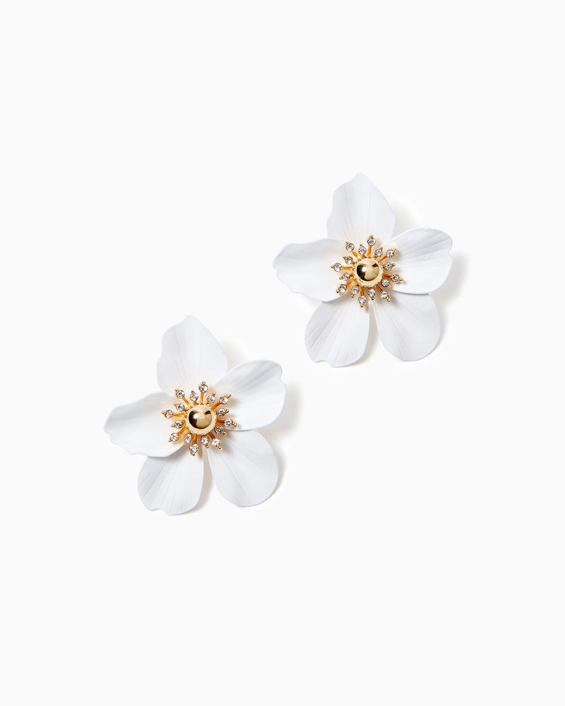 Oversized Orchid Earrings - Resort White