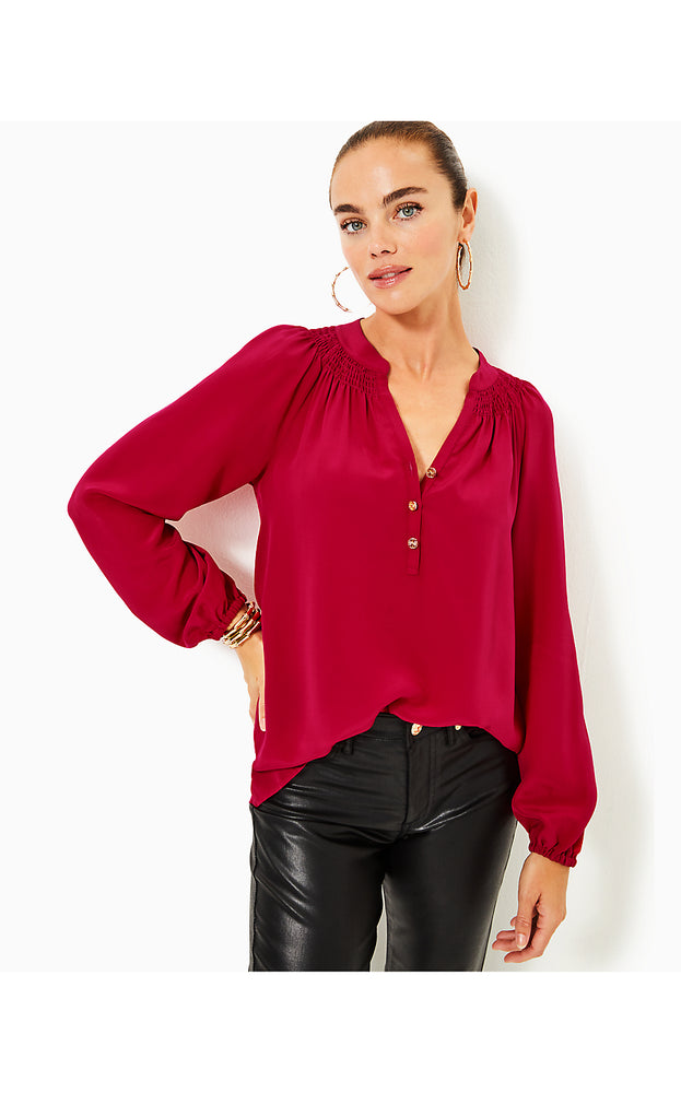 Elsa Silk Top - Malbec Red