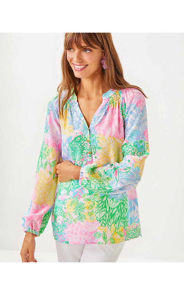 Elsa Silk Top - Multi Bright Delight Patch