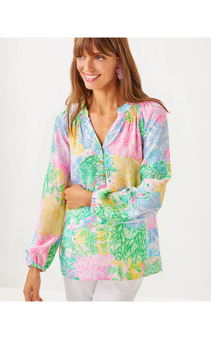 Elsa Silk Top - Multi Bright Delight Patch