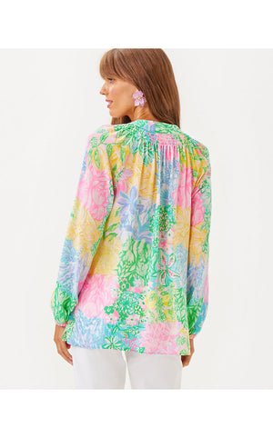 Elsa Silk Top - Multi Bright Delight Patch
