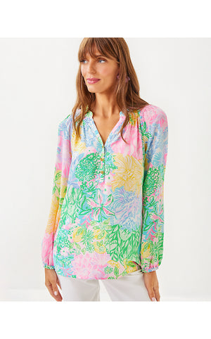 Elsa Silk Top - Multi Bright Delight Patch
