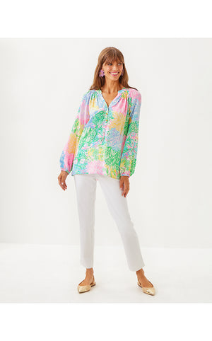 Elsa Silk Top - Multi Bright Delight Patch