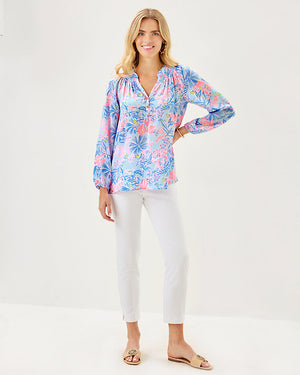 Elsa Silk Top - Multi Elephant Splash