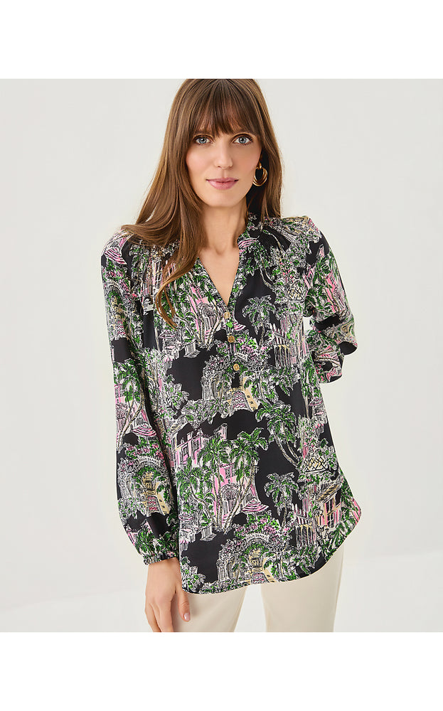 Elsa Silk Top - Onyx PB Anniversary Toile