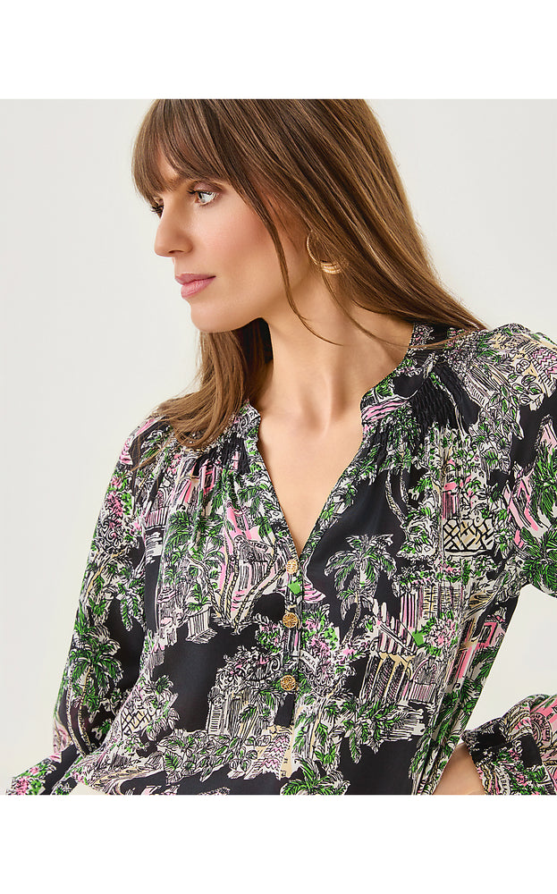 Elsa Silk Top - Onyx PB Anniversary Toile