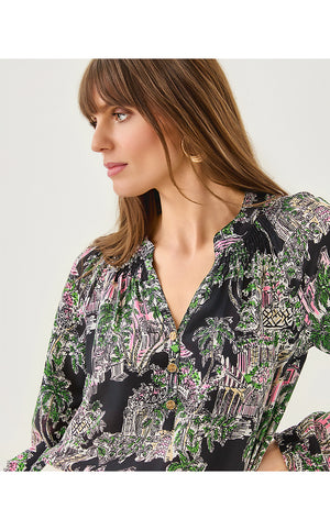 Elsa Silk Top - Onyx PB Anniversary Toile
