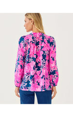 Elsa Silk Top - Starlight Navy Once And Floral