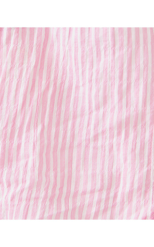 Sea View Button Down Top - Conch Shell Pink - LTWT Oxford Stripe