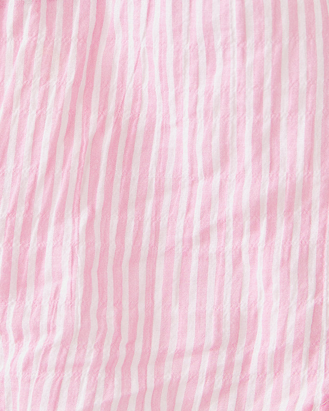 Sea View Button Down Top - Conch Shell Pink - LTWT Oxford Stripe