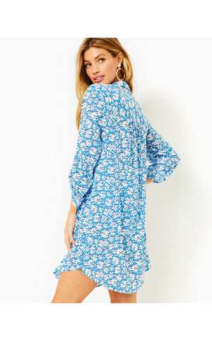 Natalie Shirtdress Cover-Up - Lunar Blue - Palm Beach Petals