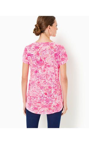 Etta V-Neck Top - Peony Pink - Seaside Scene