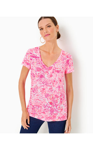 Etta V-Neck Top - Peony Pink - Seaside Scene