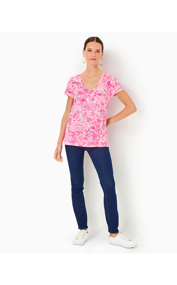 Etta V-Neck Top - Peony Pink - Seaside Scene