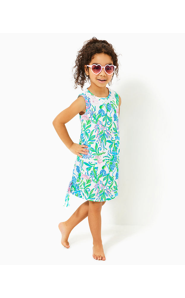 Girls Little Lilly Classic Shift Dress - Resort White - Just A Pinch