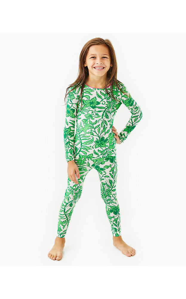 Girls Mini Sammy Pajama Set - Fiddle Leaf Green - Lil Escape Plan PJS