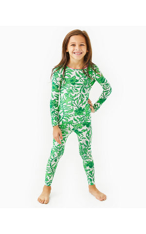 Girls Mini Sammy Pajama Set - Fiddle Leaf Green - Lil Escape Plan PJS