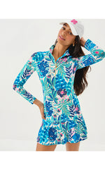 UPF 50+ Luxletic Justine Pullover - Breezy Aqua Best Fronds Forever