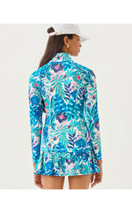 UPF 50+ Luxletic Justine Pullover - Breezy Aqua Best Fronds Forever