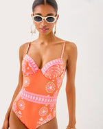 Palma One-Piece Swimsuit - Papaya Breezy Palm Engineered