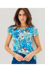 Etta Scoop Neck Top - Breezy Aqua Best Fronds Forever