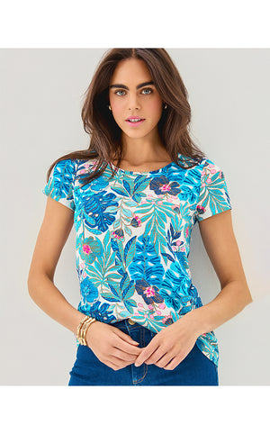 Etta Scoop Neck Top - Breezy Aqua Best Fronds Forever