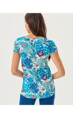 Etta Scoop Neck Top - Breezy Aqua Best Fronds Forever