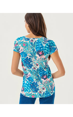 Etta Scoop Neck Top - Breezy Aqua Best Fronds Forever