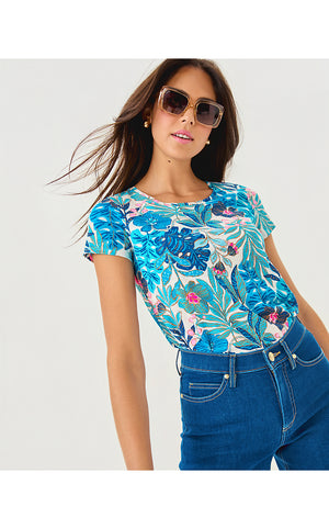Etta Scoop Neck Top - Breezy Aqua Best Fronds Forever