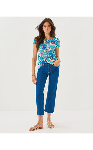 Etta Scoop Neck Top - Breezy Aqua Best Fronds Forever