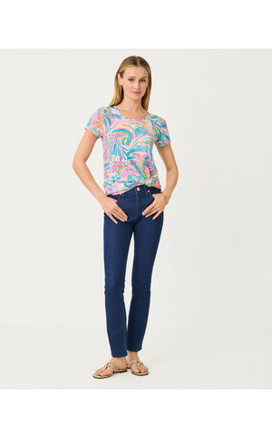 Etta Scoop Neck Top  - Multi Carnivale Coral