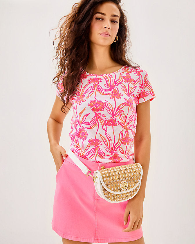 Etta Scoop Neck Top - Resort White Lovely Long Stems