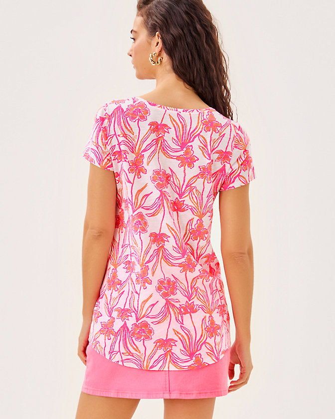 Etta Scoop Neck Top - Resort White Lovely Long Stems