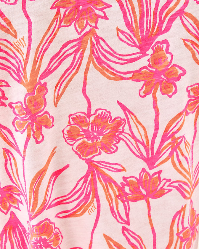 Lauderdale Midi Skirt - Papaya Metallic Floral Stripe Jacquard