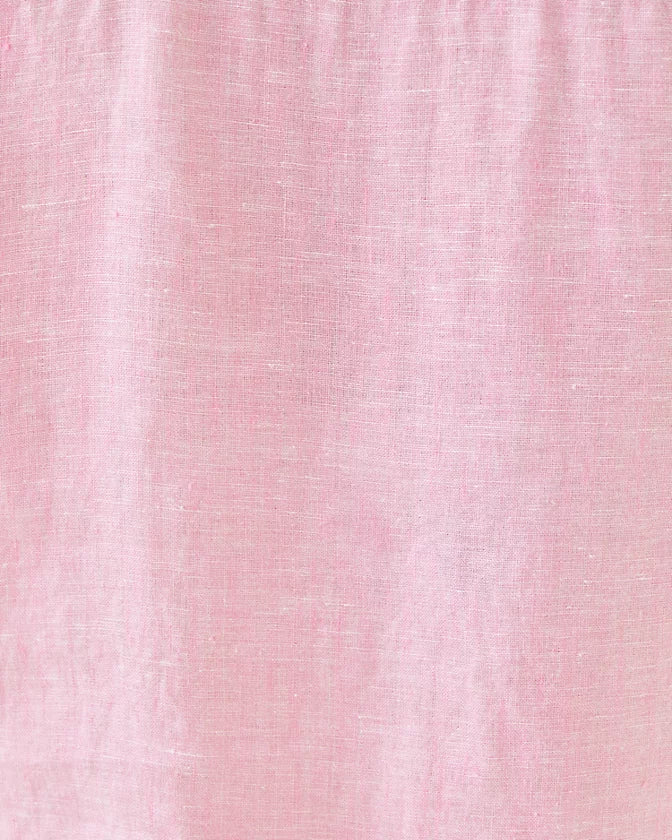 Sea View Linen Button Down Top - Conch Shell Pink X Resort White