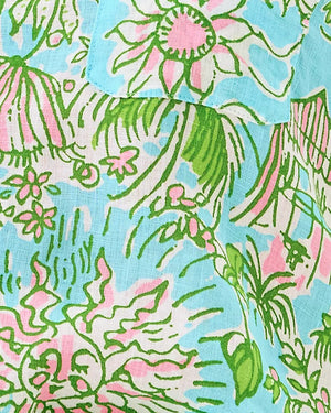 Sea View Linen Button Down Top - Fresh Water Blue Sunbathers Bliss