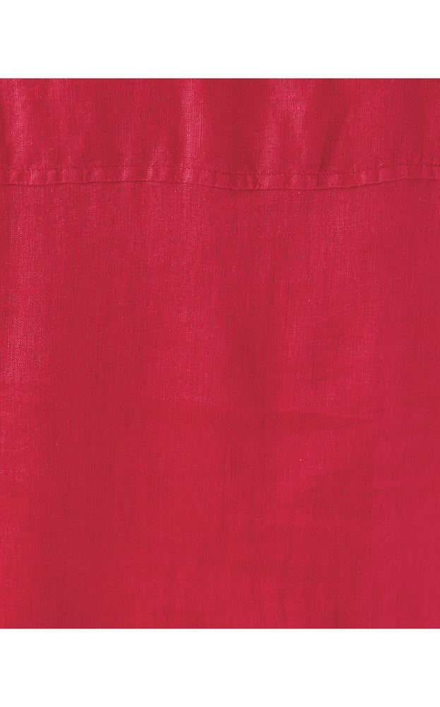 Sea View Linen Button Down Top - Malbec Red