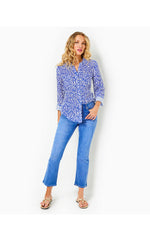 Sea View Linen Button Down Top - Martinique Blue Zee Bebe