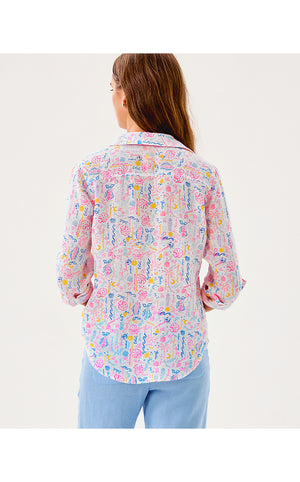 Sea View Linen Button Down - Multi Summer Serenade