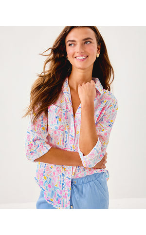 Sea View Linen Button Down - Multi Summer Serenade