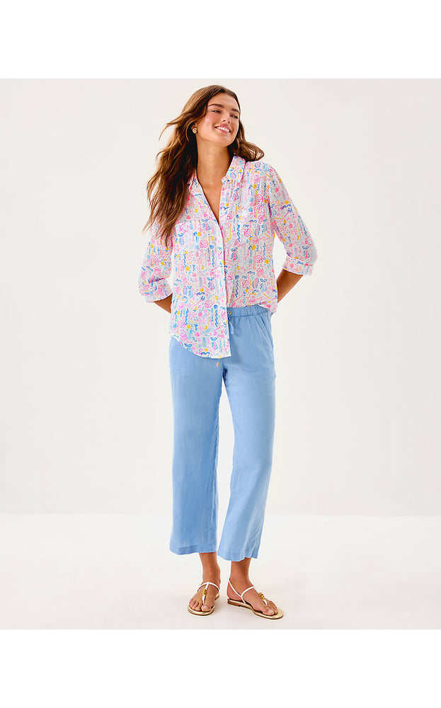 Sea View Linen Button Down - Multi Summer Serenade