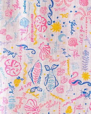 Sea View Linen Button Down Top - Multi Summer Serenade