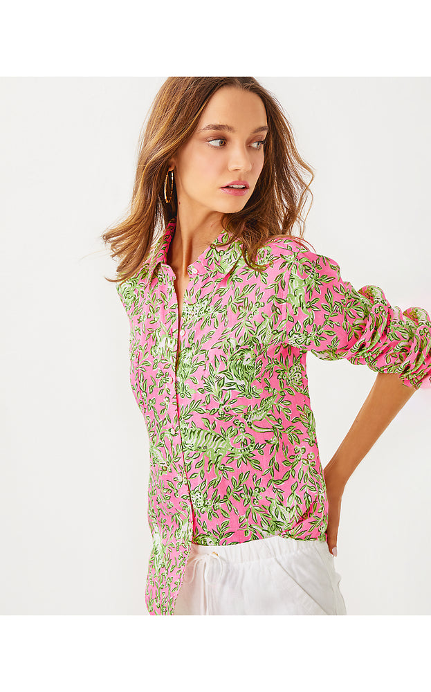 Sea View Linen Button Down Top - Rousseau Pink- Mane Character Energy