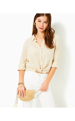 Sea View Linen Button Down Top - Sand Bar X Resort White