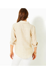 Sea View Linen Button Down Top - Sand Bar X Resort White