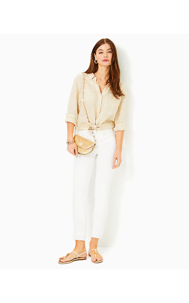 Sea View Linen Button Down Top - Sand Bar X Resort White